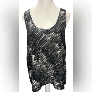 JOIE 100% Silk Black Fiala Feather Scoop Neck Pullover Tank Top | Size Small